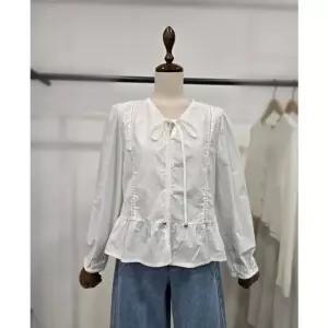 [갤러리아] LAP V넥 페플럼 면블라우스 AS7XB180