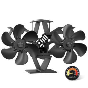 JossaColar 우드 스토브 팬 벽난로용 펠릿 무전기 버너 코쿤 통나무 블레이드 구동 12 열 액세서리 온도계