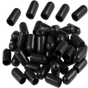 QLXHBOT 비닐 플렉시블 엔드 캡 고무 100개 블랙 볼트 나사산 보호대 안전 커버 5/16(8mm)