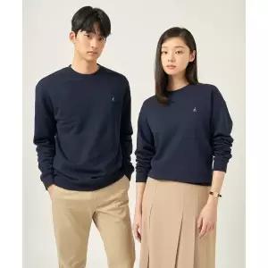 매장정품 빈폴 BEANPOLE MEN [Essential] 남녀공용 로고 자수 스웨트 셔츠 네이비 BC5741E03R 653709