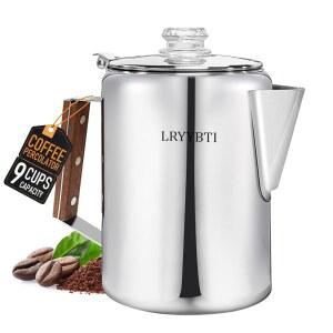 LRYYBTI 퍼콜레이터 포트 스테인리스 스틸 캠핑 플라스틱 알루미늄 또는 - 스토브탑(9컵) 커피