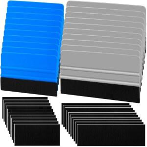 Arayker 20팩 비닐 랩 스퀴지 4인치 / 6인치 펠트 엣지 스퀴지 윈도우 필름 틴트 도구 데칼 어플리케이터 스크레이퍼 도구 벽지 스무딩 도구 20PCS 블랙 패브릭 펠트 포함