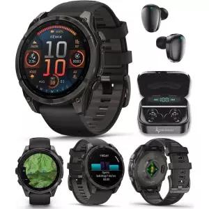 웨어러블 4U Garmin Fenix 8？47mm AMOLED 사파이어 멀티스포츠 GPS 스마트워치 카본 그레이 DLC 티타늄 블