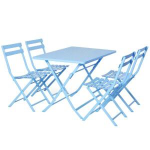 발코니 접이식 테이블 의자 110cm 인테리어 활용 카페 공간 세트 의자4 핑크 야외