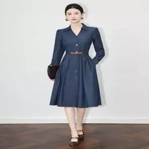 원피스 청 여친 가을 럭셔리 고퀄리티 셔츠형 통근 청치마 슬림핏 CH3