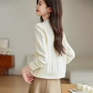 여자 니트 숏 브이넥 카디건 비딩 봄가을 코트 아우터 CH3