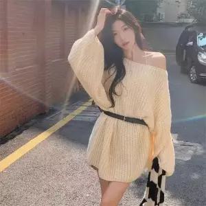 니트 치마 원피스 베이지 여성용 이너 슬림핏 OP1