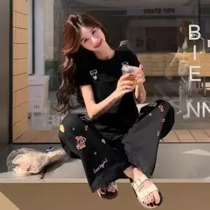 하계 여자 블랙 청 기본 프린트 일자 러블리 점프슈트 멜빵바지 CH1