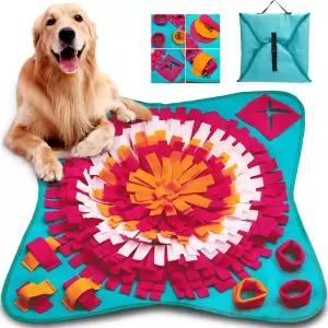 개와 고양이를 위한 인터랙티브 스너플 매트 터쿼이즈 반려동물 먹이 핑크와 오렌지 꽃 디자인 두뇌 훈련
