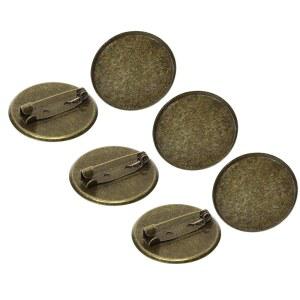 OnlyKXY 30pcs 브론즈 메탈 브로치 트레이 3cm 원형 플랫 블랭크 핀 디스크 베이스 백 클래스프스 배지 공예 패스너 잠금 버클 바 핀 코사지 라펠 DIY 보석 장식 이름표 만들기 액세서리