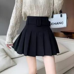 여성 미니 코듀로이 벨트 주름 스커트 데일리 캐주얼룩 Scq6+9Cyx