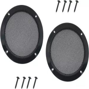FDXGYH 2팩 4인치 스피커 그릴 커버 메탈 메시 혼 가드 프로텍터 홈/카 오디오용 장착 나사 [블랙]