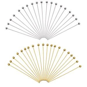 TOAOB 200개 주얼리 제작용 볼 헤드 핀 2인치 22게이지 골드 실버 헤드 핀 DIY 참 비즈 공예 귀걸이 팔찌 주얼리 제작