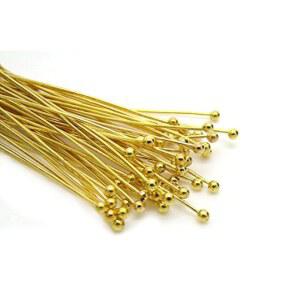 보석 제작, 공예용 골드 솔리드 황동 헤드 볼 핀 - 저자극성(50mm x 22 게이지) 2인치