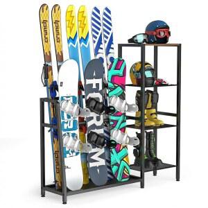 매닝 프리스탠딩 스노보드 랙 스키 4켤레 3팩 부츠 폴 고글 헬멧 등을 보관 있는 홀더 차고 창고 지하실용