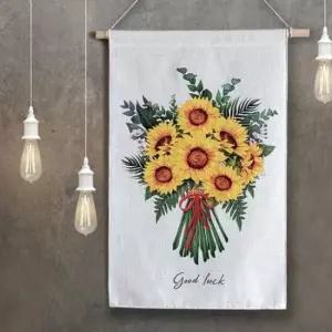 풍수그림 해바라기 꽃다발 패브릭 포스터 액자 풍수 꽃