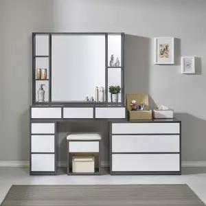 [우아미가구]제아 하이그로시 가로 공간조절 수납거울 화장대