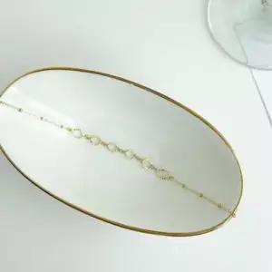 127대여성 물방울 쉐입 컷팅 체인 슬림 팔찌18k화이트골드20cm