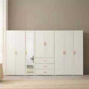 [초특가] 보루네오 오브제 LPM 키큰장_도어 3200 거울 옷장세트