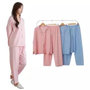 학생잠옷 여K무지카라SET SOO 실크잠옷 신혼부부잠옷 여신잠옷 잠옷 카라넥잠옷 온나
