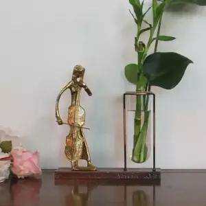 첼로공예품 첼로 황동수공예 시험관 수경식물 장식 유리 꽃 화병