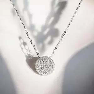 패션목걸이 게더릭 실버925 백금도금 써클 큐빅 목걸이