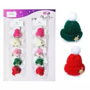 [반려] 문펫 강아지헤어핀 모자 자동핀 5색x2개씩 총 10개입 1판