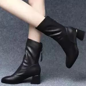 여성 가죽 편리한 지퍼 벗기 신고 패션 워커힐 부츠 후면 시크한 소프트한