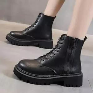여성 옆지퍼 앵클부츠 플랫워커 워커힐 가죽 워커 워커부츠 데일리