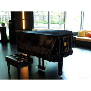 카이에르 그랜드 피아노 커버, 벨벳 커버 삼각형 천 블랙 보호구(70.8인치, 180cm) 풀 장식