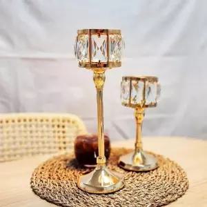 빈티지소품 골드 촛대 캔들홀더 L 크리스탈