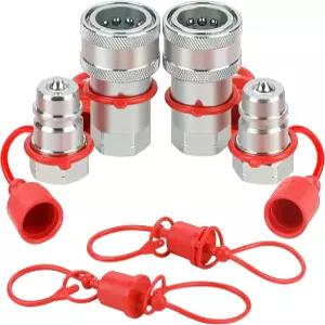 앤시문 12인치 Ag ISO 5675 포펫 파이오니어 유압 퀵 커넥트 커플러 및 더스트 캡 포함