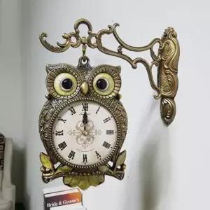 무소음 앵두부엉이(소) 골드 양면 벽시계