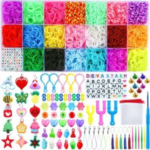 고무줄 팔찌 키트 룸 만들기 선물 크리스마스 키트에는 구슬이 클립 부적 팔찌용 포함되어 생일 할로윈