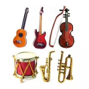1/12 스케일 인형 악기 인형집 액세서리 미니어처 피아노 바이올린 기타 드럼 마이크 트럼펫 모델 공예