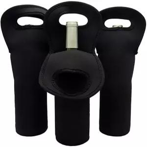 에이콜 와인 캐리어 토트백 세트 네오프렌 보호 샴페인 맥주 운송을 홀더블랙 여행 물병 3개 가방 캔 병