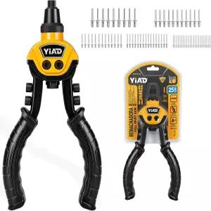 헤비 듀티 리벳 건 250개의 블라인드 리벳이 장착된 프로페셔널 팝 키트 10인치 핸드 5개의 무료 교체 헤드