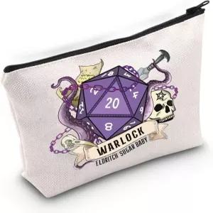 BLUPARK DND Warlock 메이크업 가방 DnD 캔버스 팬들을 선물 주사위 화장품 위한 영감 RPG
