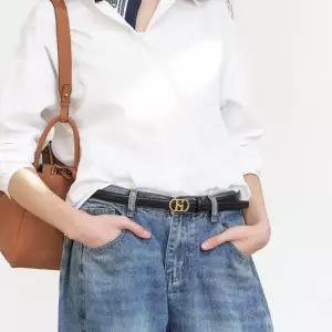 [롯데백화점]헤지스ACC [길이조절가능]H20 후크장식 소가죽 슬림 여성 벨트 HJBE6E410BK