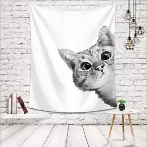 월 데코 빼꼼고양이 패브릭 가림막포스터 패브릭가림막