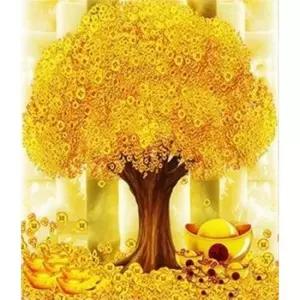 케이엠엘리 황금 금전수 (패브릭) 보석십자수 40x50