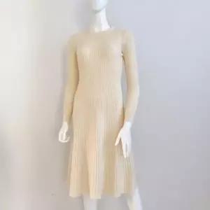 니트 A라인 골지 슬림 크림 크루넥 봄 원피스 허리 미디 니트 봄원피스 봄