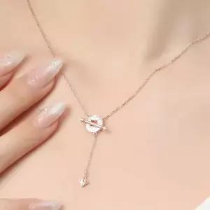 (비쥬홀릭) 실버925 골드도금 문라인 토글바 목걸이