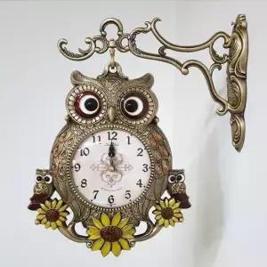 거실 썬플라워부엉이 은도금 양면벽시계 인테리어 벽걸이
