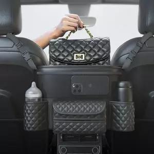 호환  가죽 자동차 좌석 중간 행거 보관 가방 고급 자동차 핸드백 홀더 좌석 사이 티슈 컵 주머니 보관 정