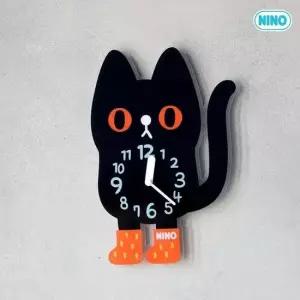 바른키즈 니노타임 무소음 아크릴 벽시계 (검은고양이 대)