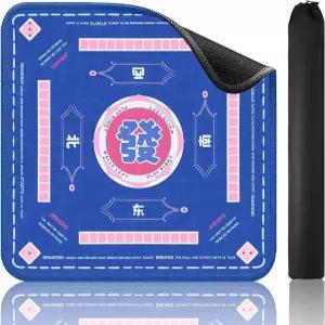 검은색 휴대용 가방 미끄럼 방지 소음 매트 포함된 타일 테이블 매트33 33 블루 및 게임 카드 보드 마작