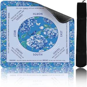 테이블용 블루 플로럴 마작 매트 미끄럼 게임 감소 방지 게임용 직사각형 커버 소음 카드 테이블 플레이