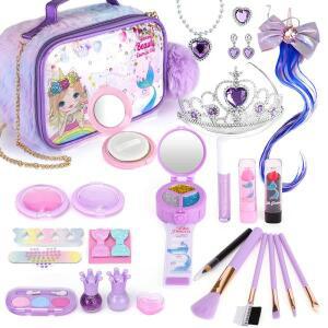 여아용 세척 가능 안전 메이크업 키트, 무독성 놀이 장난감, 어린 공주 크리스마스 생일 선물