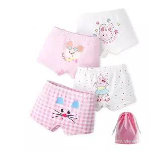 [보리보리/엠에스키즈]헬로우토끼 여아 사각팬티 4매+더스트백(N203)